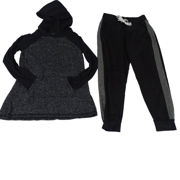 Justice Hoodie and Jogger Outfit Girls Size 6 7 Black Gray Activewear Sportswear - Picture 1 of 10